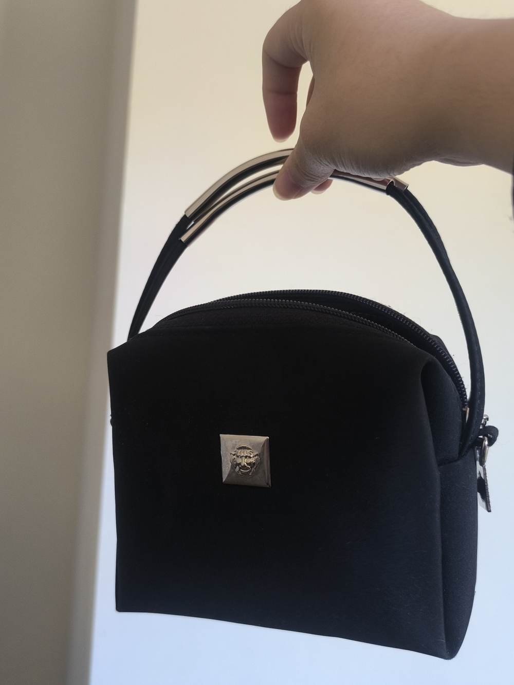 Black Top-Handle Women’s Bag with Silver Accent